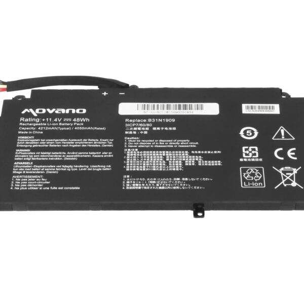 Bateria Movano 48Wh para Portátil Asus ExpertBook B2 B2402CBA, P2451F Series - 11.4V, 4212mAh