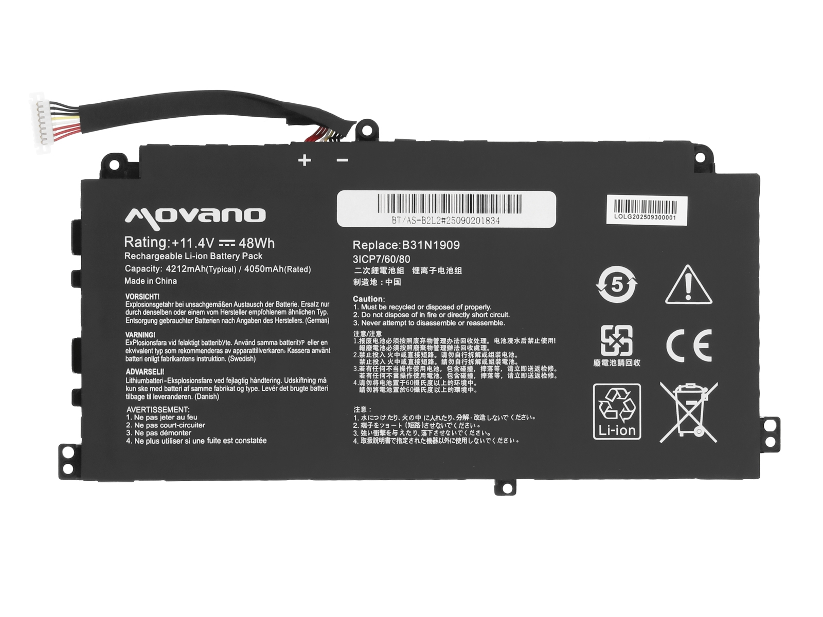 Bateria Movano 48Wh para Portátil Asus ExpertBook B2 B2402CBA, P2451F Series - 11.4V, 4212mAh - Image 3