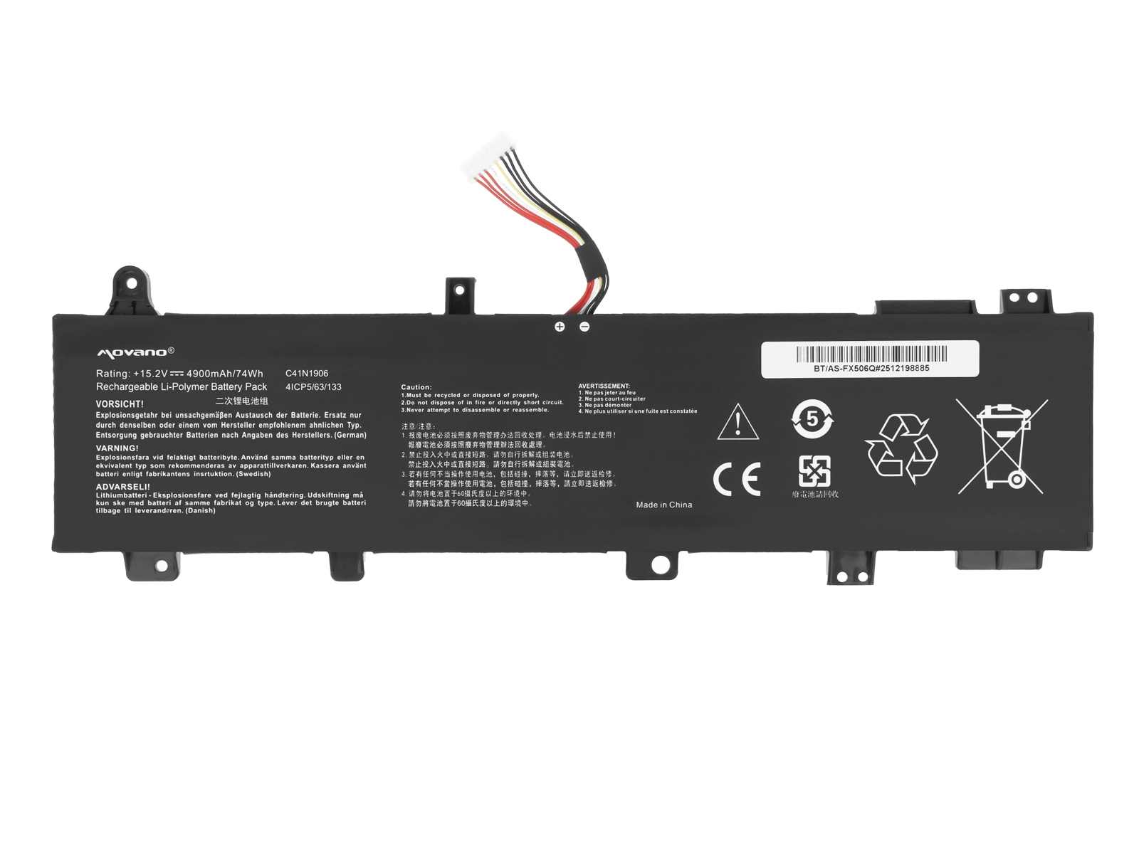 Bateria Movano 74Wh para Portátil Asus TUF Gaming A15 FA506Q, FX506QM Series e Outros Modelos Compatíveis - Image 4