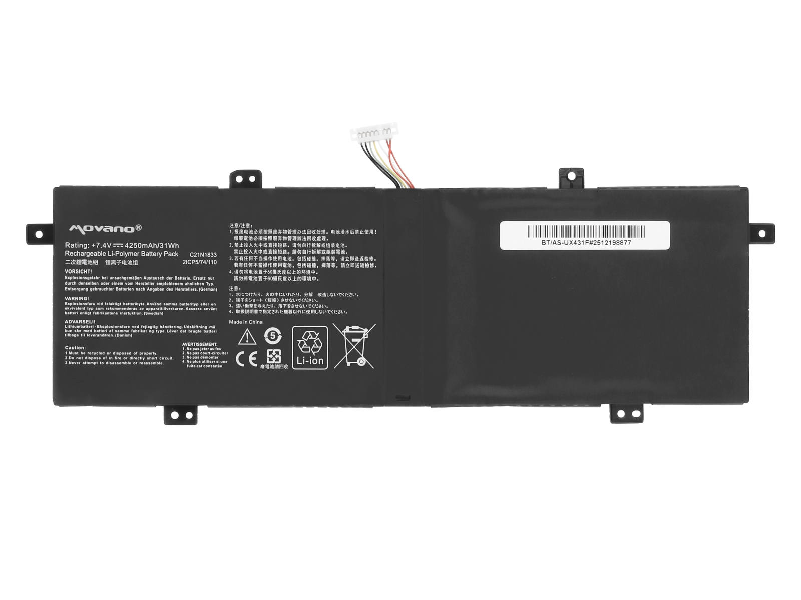 Bateria Movano para Portátil Asus Zenbook UM431D UX431F - 4250mAh 7.4V - Image 4