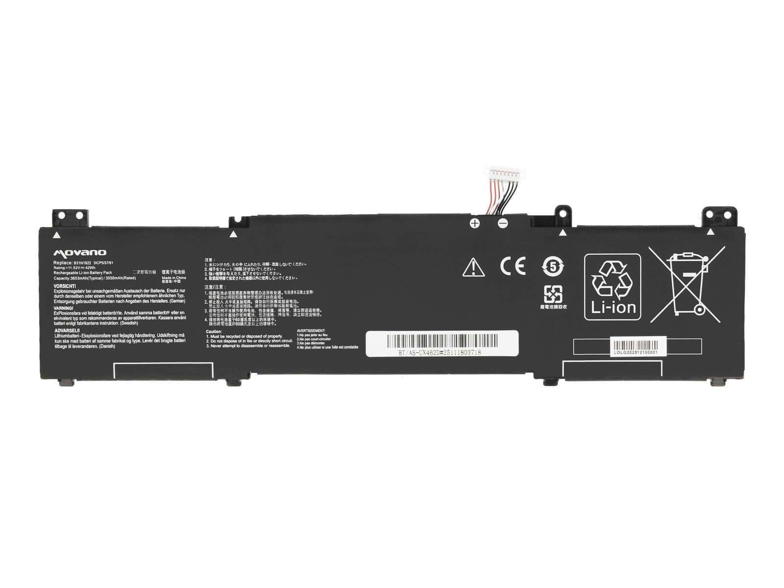 Bateria Movano para Portátil Asus ZenBook Flip Q406D, UX462D, UM462D Series - 11.52V 42Wh - Image 4