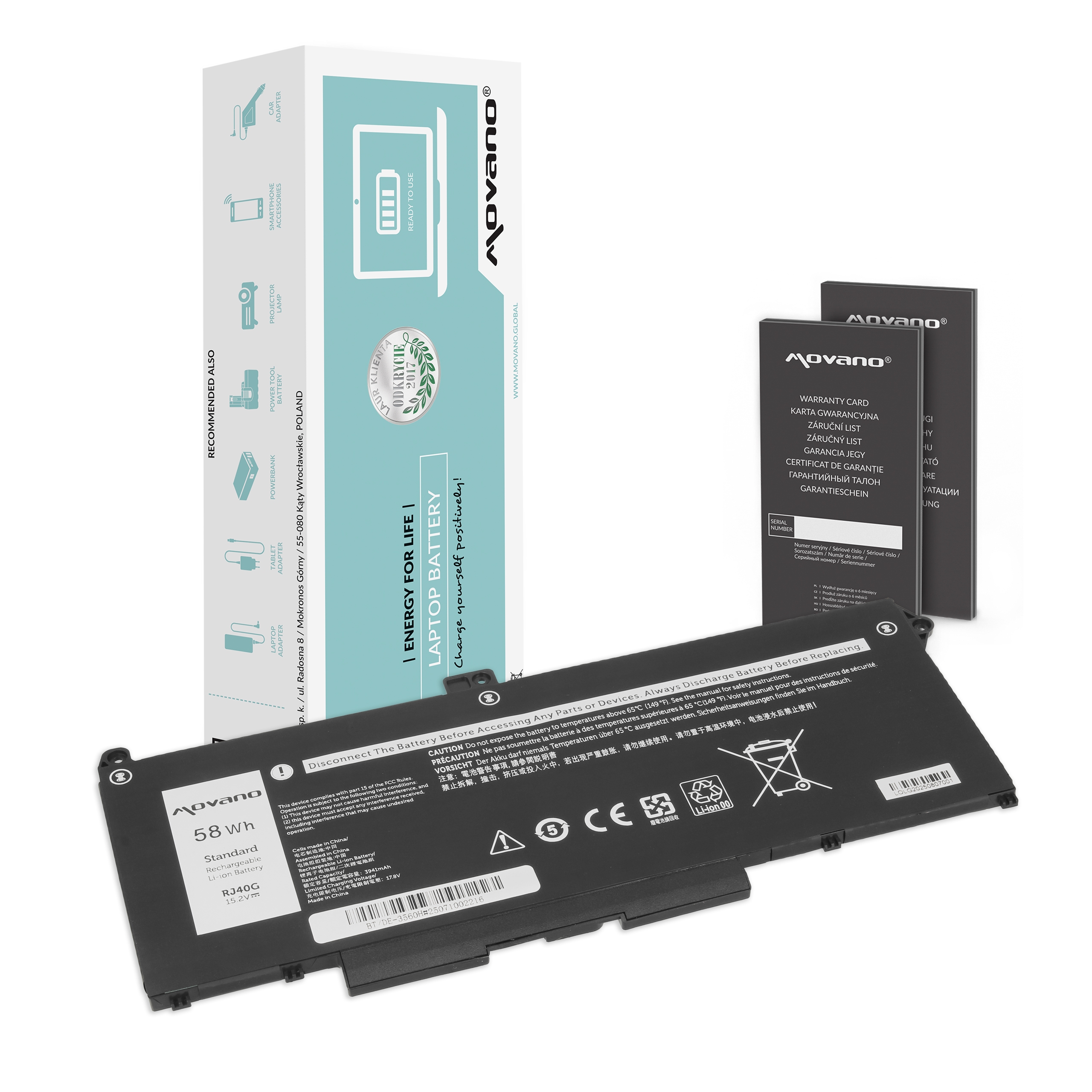 Bateria Movano 3800mAh (58Wh) para Portátil Dell Latitude 5420, 5520, Precision 3560 - 15.2V Li-Po