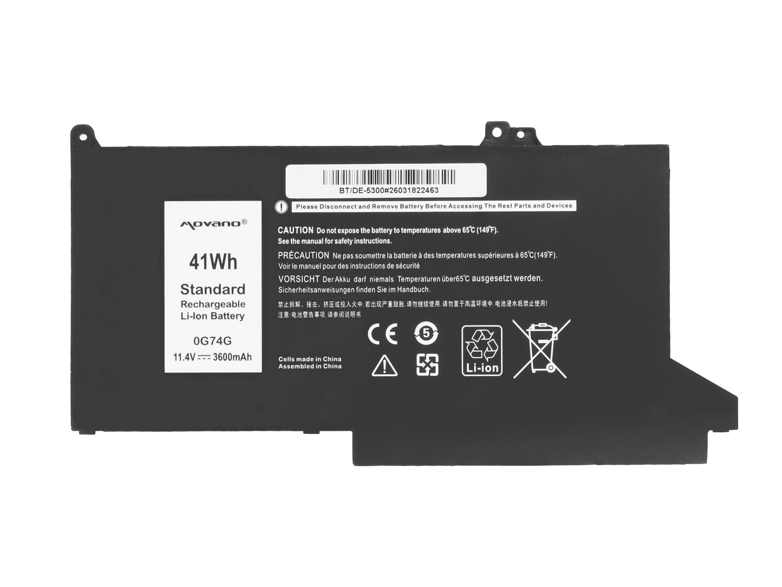 Bateria Movano de Alta Qualidade para Portátil Dell Latitude 13 5300, 13 5310, 14 7400 Series - Image 2