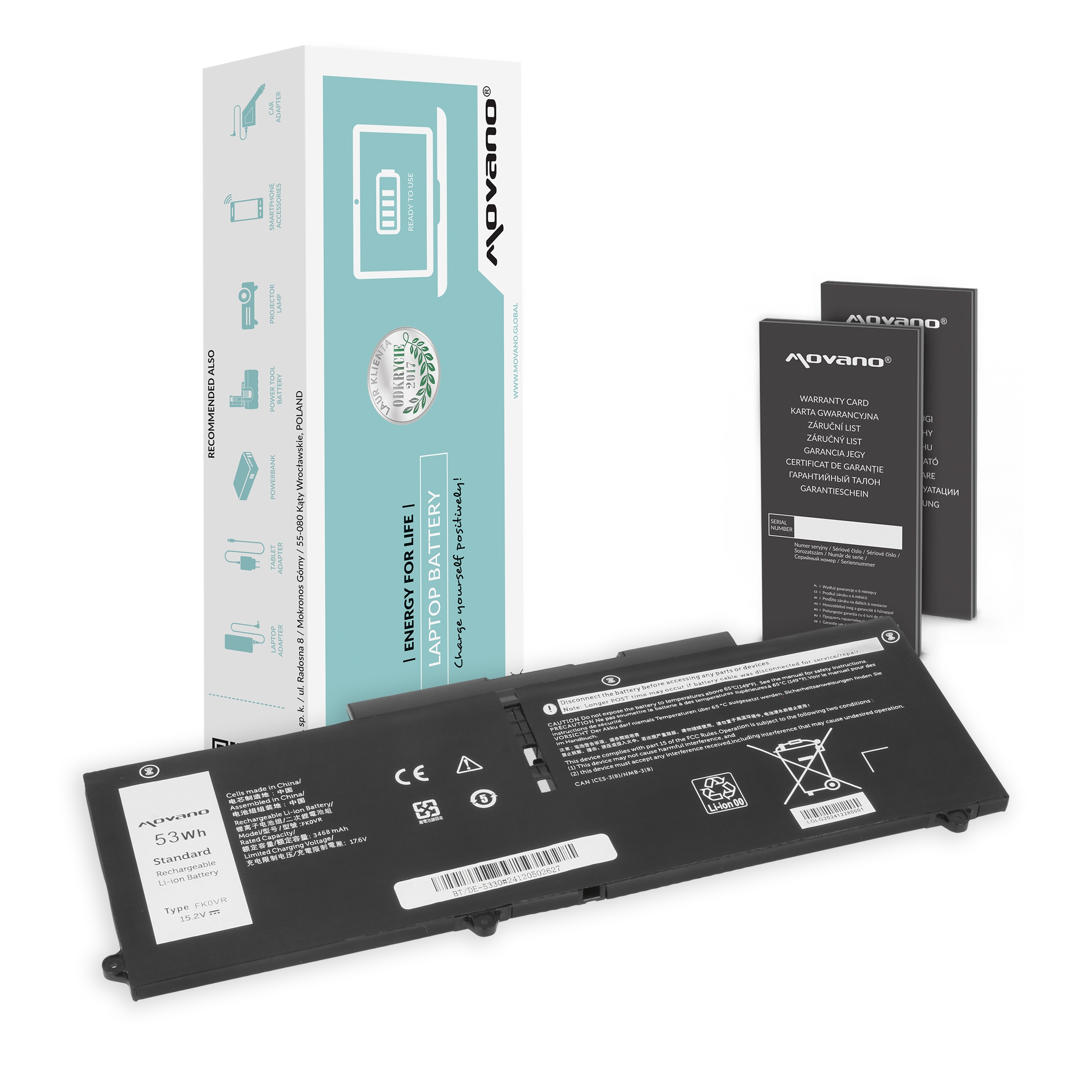 Bateria Movano para Dell Latitude 5330, 7330, Precision 15 3570 - FK0VR