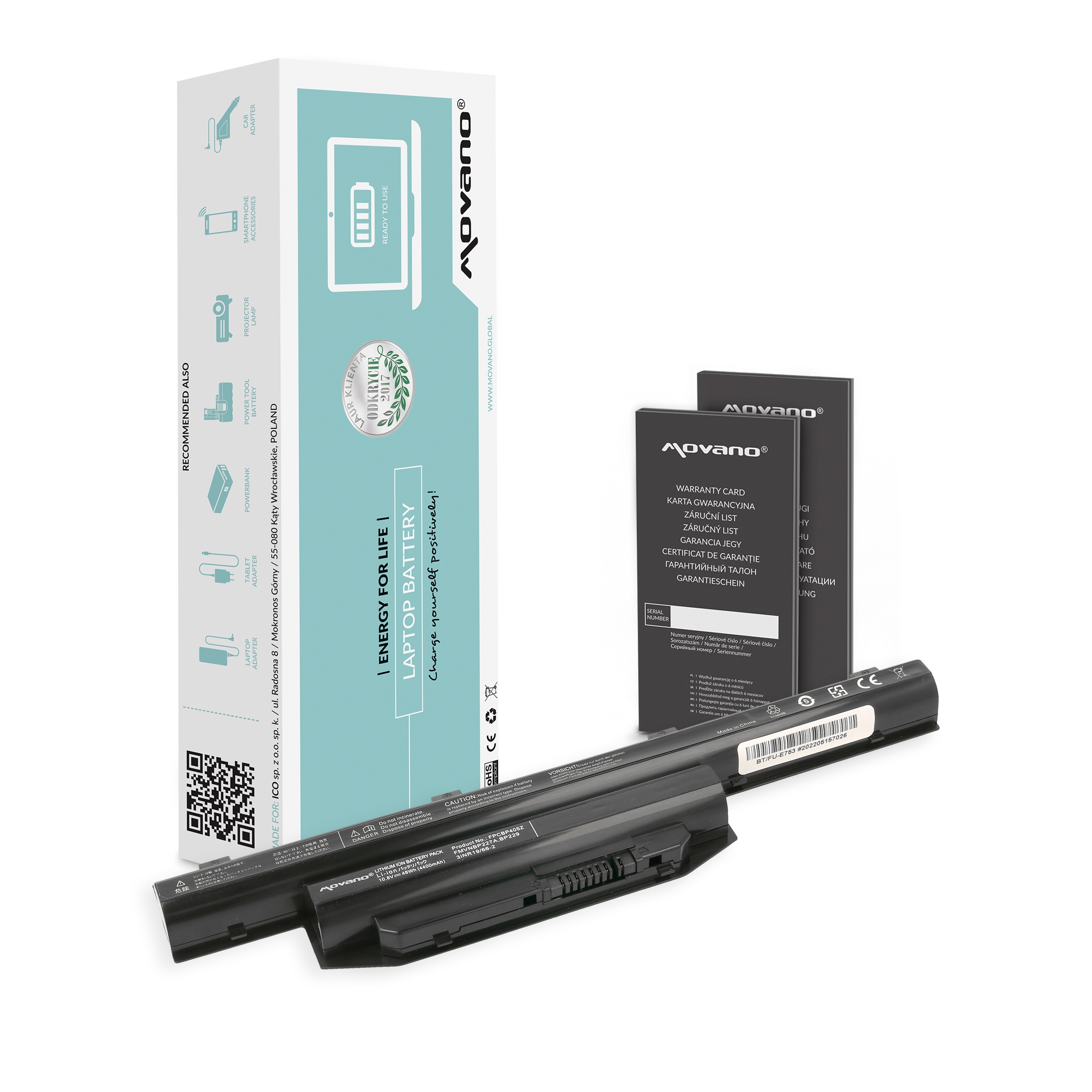 Bateria Movano para Fujitsu Lifebook E753, A357, A514, A544, E544, E557, E744, E756, S904, S935
