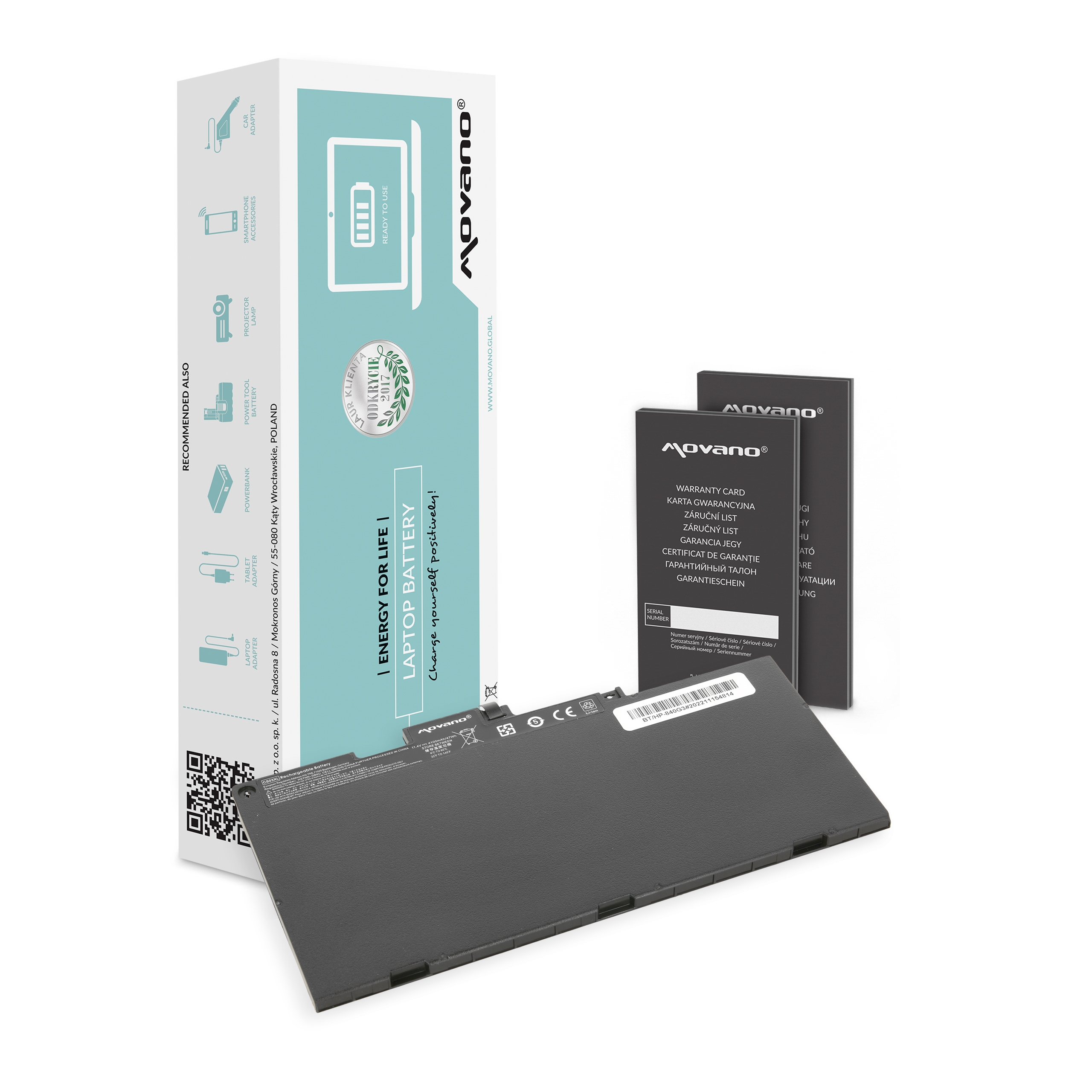 Bateria Movano 11.4V 4000mAh (47Wh) para Portátil HP EliteBook 745 G3, 755 G3, 840 G3, 850 G3 e ZBook 15u G3/G4 Series - Substituição CS03XL