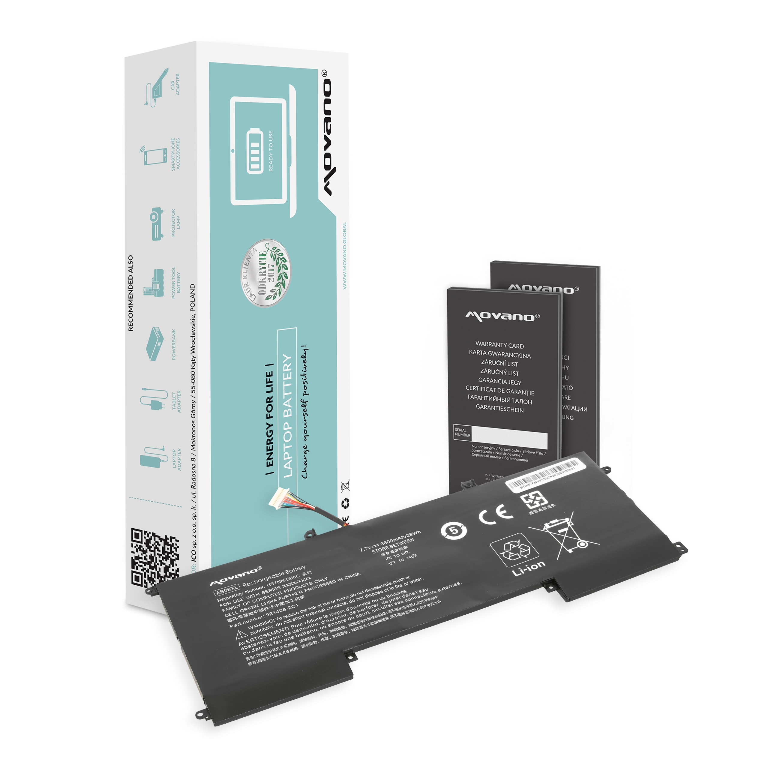 Bateria Movano AB06XL para Portátil HP Envy 13, 13-AD Series - 7.7V 3600mAh (28Wh)