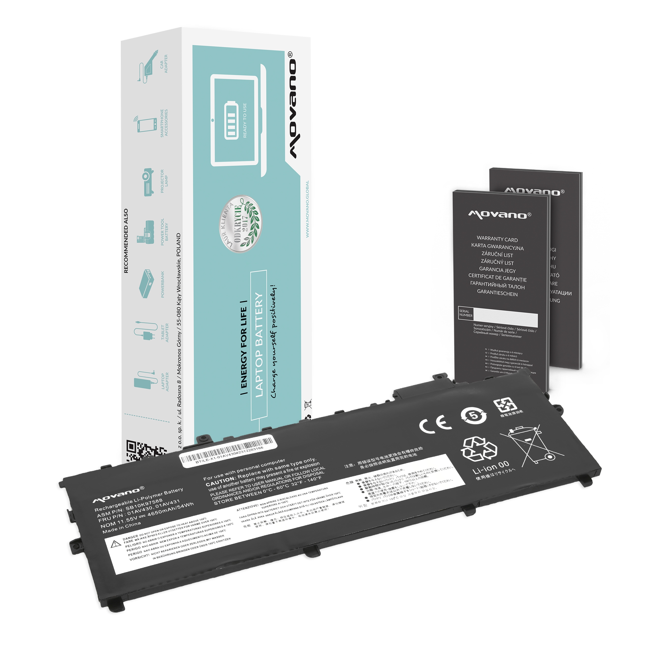 Bateria Movano para Portátil Lenovo Thinkpad X1 Carbon G5 G6 (2017-2018) - Substituição de Alta Qualidade