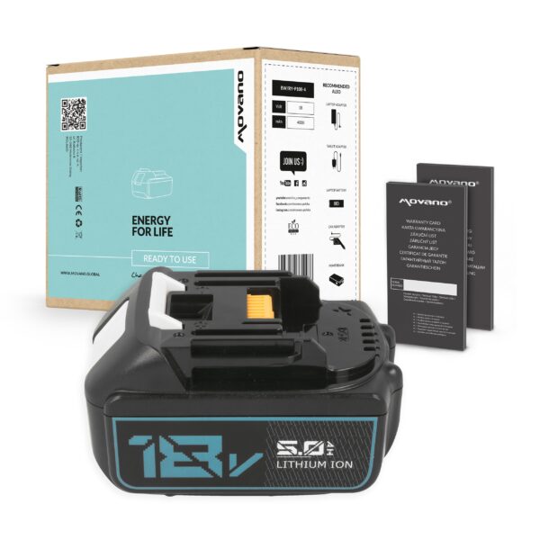 Bateria Movano 5000mAh 18V Li-Ion para Ferramentas Portáteis Makita BL1830 BL1850 LXT