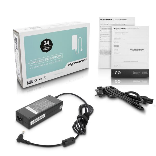 Carregador Movano 19V 4.74A 90W (5.5x2.5mm) para Asus, Toshiba, MSI, Packard Bell