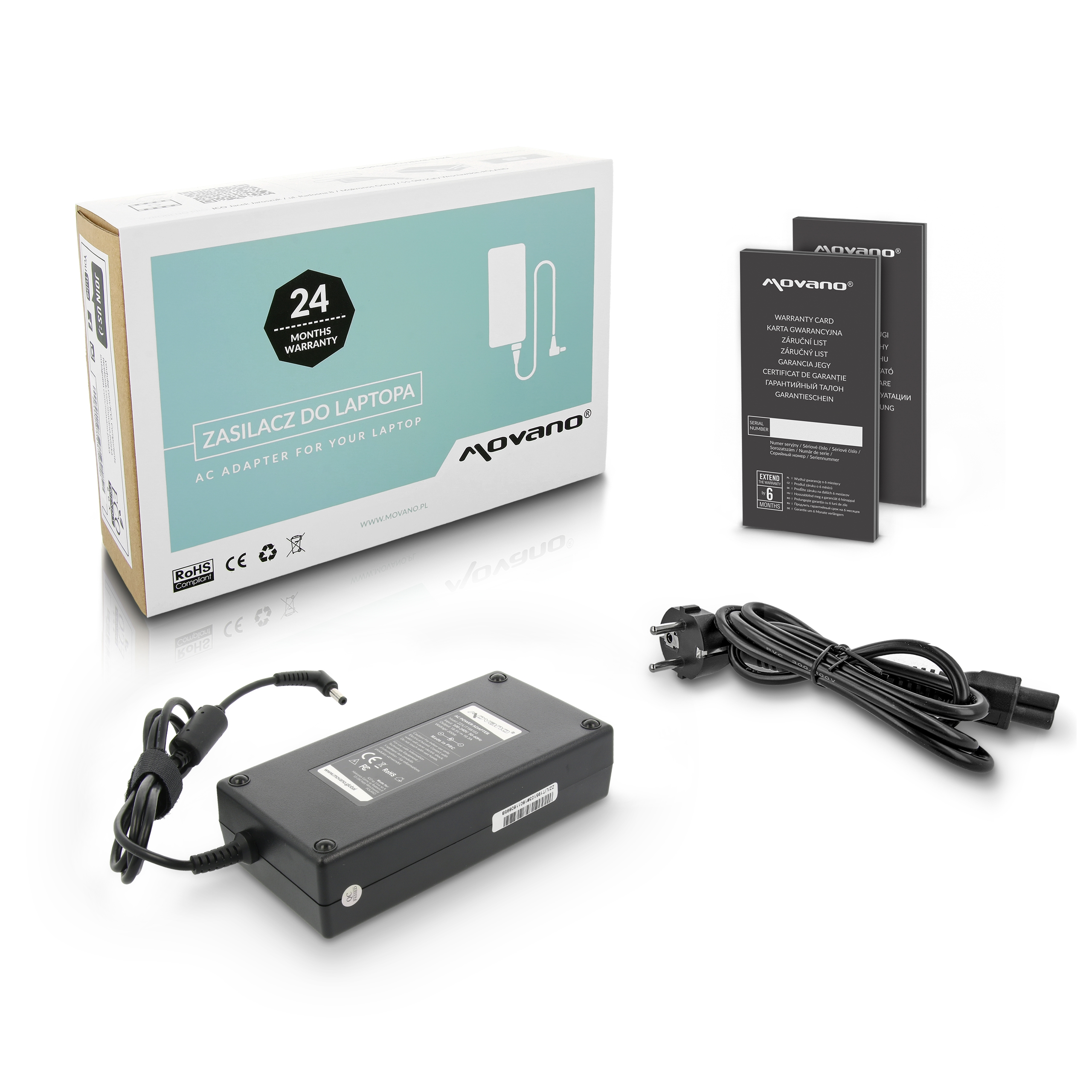 Carregador Movano 200W 19.5V 10.3A (5.5x2.5mm) para Portátil Clevo e Compatíveis