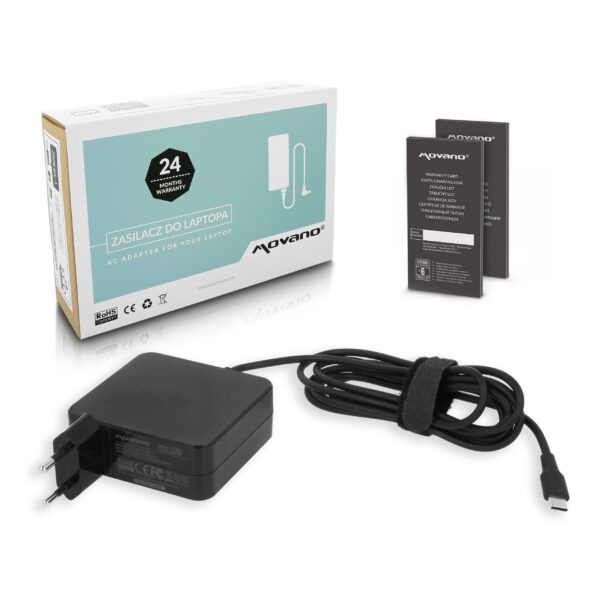 Carregador USB-C 65W Movano Power Delivery Universal para Portátil, Tablet e Smartphone