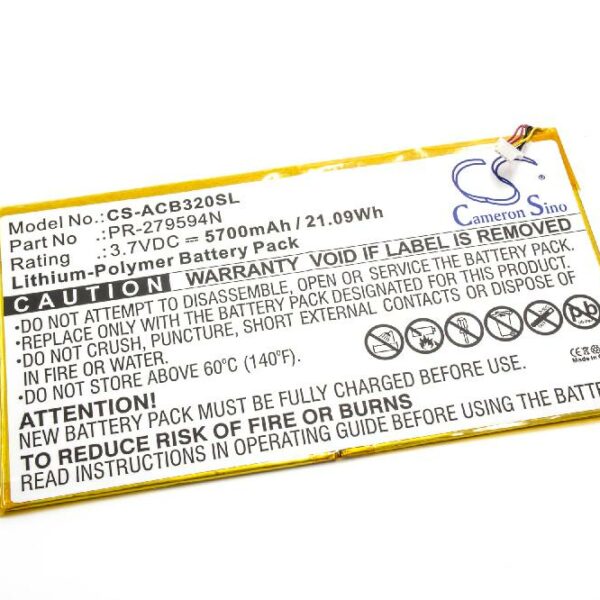 Bateria para Tablet Acer - vhbw - 5700 mAh 3.7 V Li-polymer (PR-279594N)
