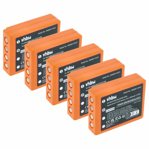 Lote de 5 Baterias de Substituição para Telecomando HBC FBFUB09N - 2000 mAh NiMH
