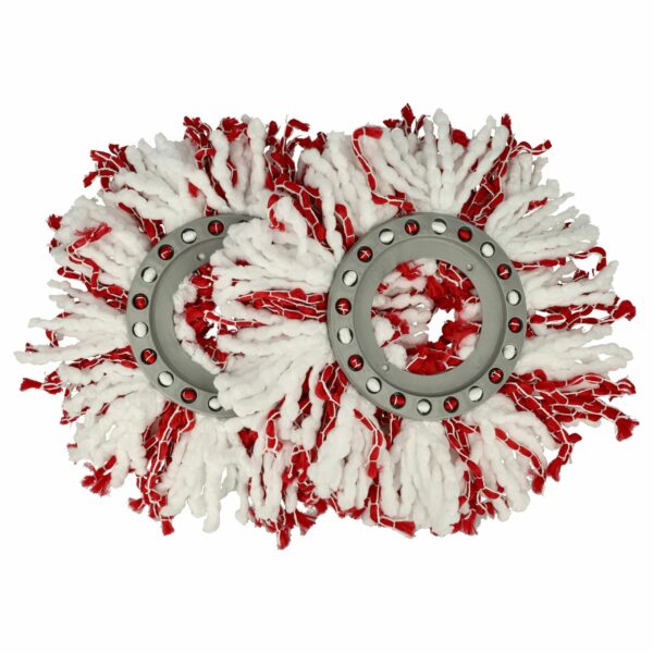 2x Cabeça de Esfregona Substitui Leifheit 52115, 52094 - Microfibra, Branco/Vermelho