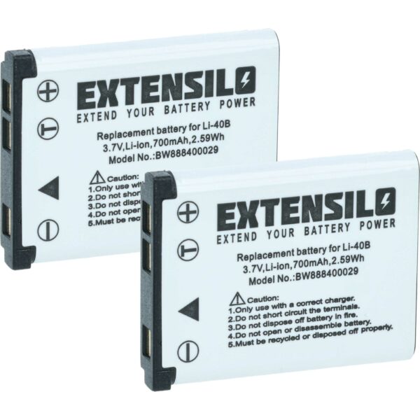 2x Bateria de substituição EXTENSILO para BenQ DLI216 - 700mAh, 3.7V, Li-Ion