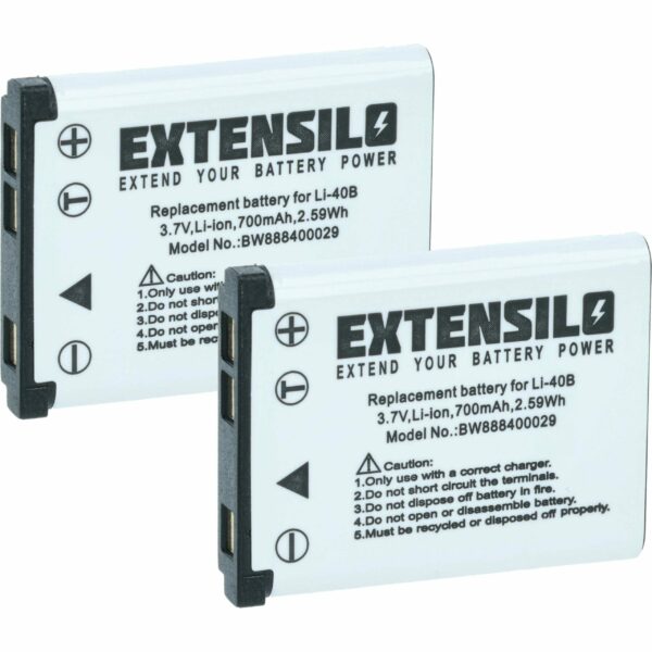 2x Bateria de substituição EXTENSILO para BenQ DLI216 - 700mAh, 3.7V, Li-Ion