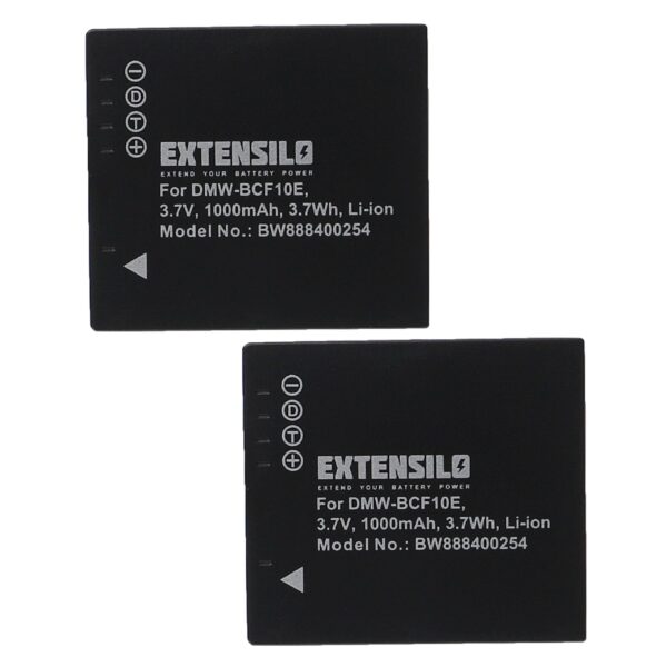 2x Bateria compatível Panasonic CGA-S009E, CGA-S106C, CGA-S/106B - 1000mAh, 3.7V, Li-Ion EXTENSILO