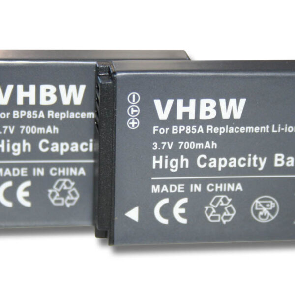 2 Baterias vhbw compatíveis Samsung BP85a, EA-BP85a, IA-BP85a - 700mAh, 3.7V, Li-Ion