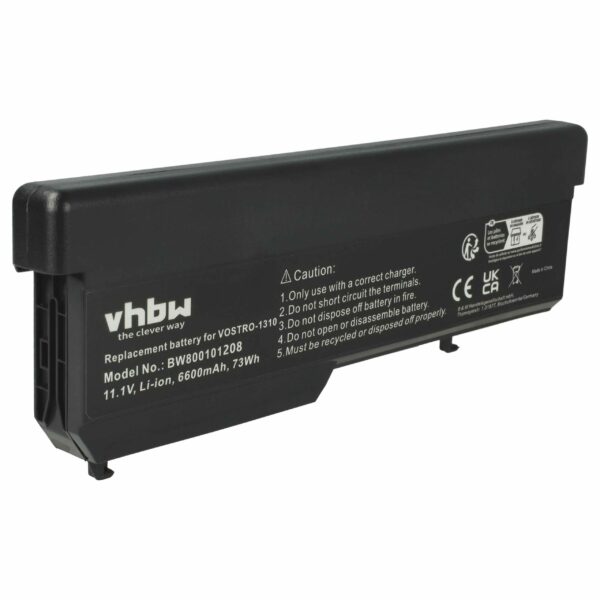 Bateria para Portátil Dell 312-0724, 0K738H, 0N950C, 0N956C, 0N958C - 6600 mAh 11.1 V Li-Ion vhbw