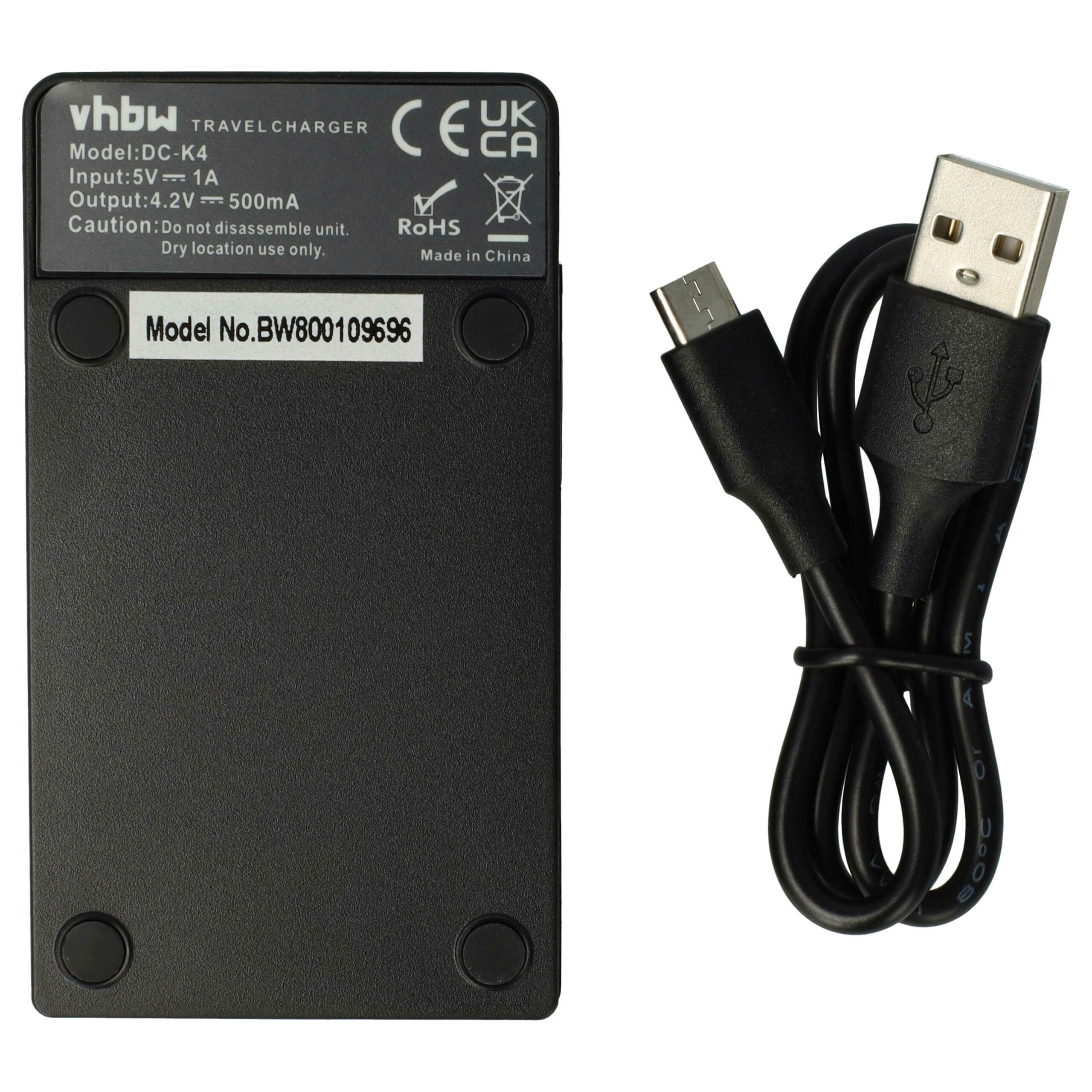 Carregador USB-C vhbw com Cabo para Baterias de Câmaras Casio e Easypix (Substitui BC-60L, BC-11L) - Image 2
