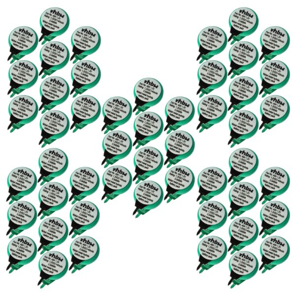 50x Pilhas Botão vhbw 1/V40H 2 Pinos para Modelismo e Lâmpadas Solares - 40 mAh 1.2 V NiMH