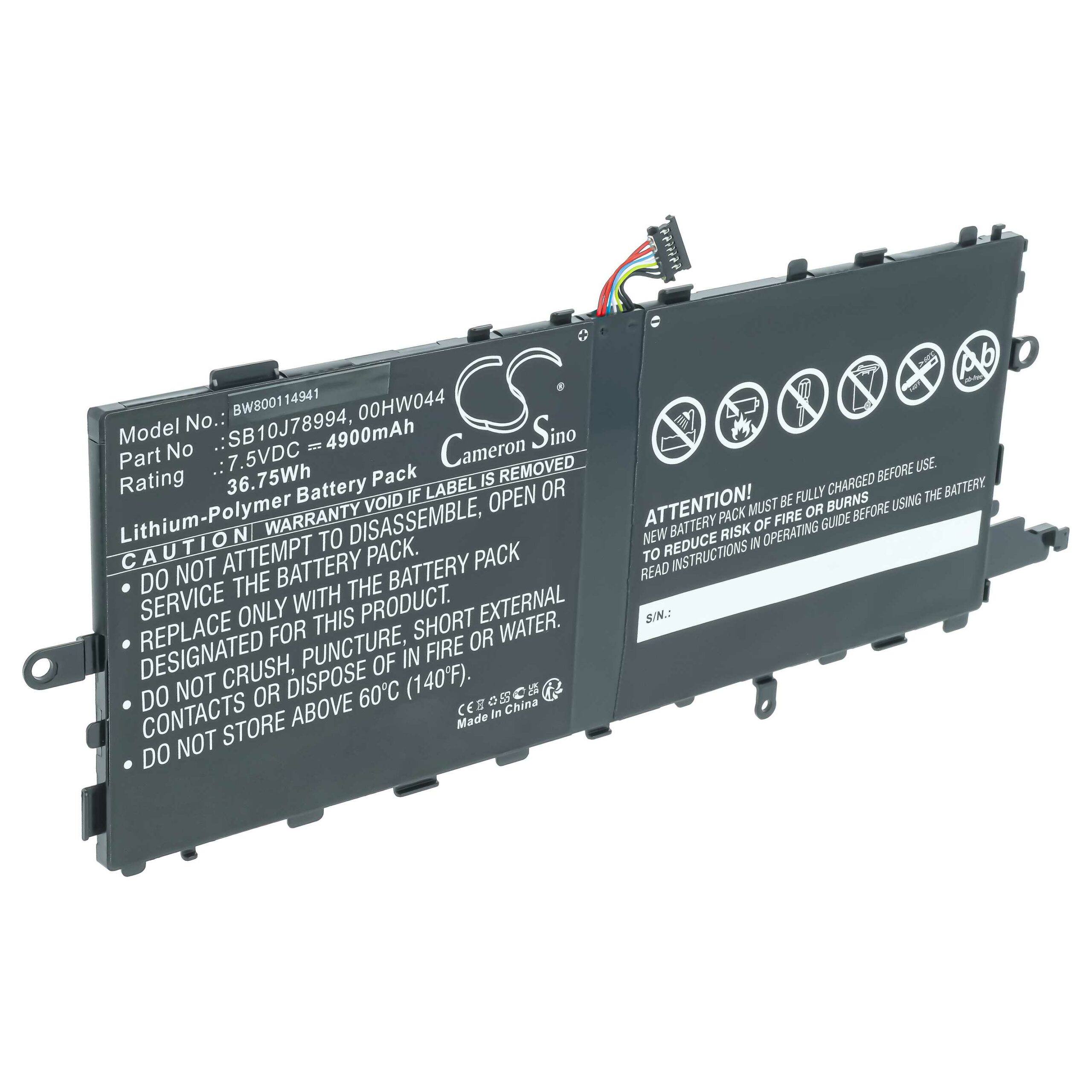 Bateria vhbw para Tablet Lenovo - 4900 mAh 7,5 V Li-Polímero