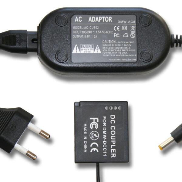 Alimentação AC vhbw para Panasonic DMW-AC8EG DMW-AC8 DMW-DCC11 + Acoplador DC - 2 m, 8.4 V 2.0 A