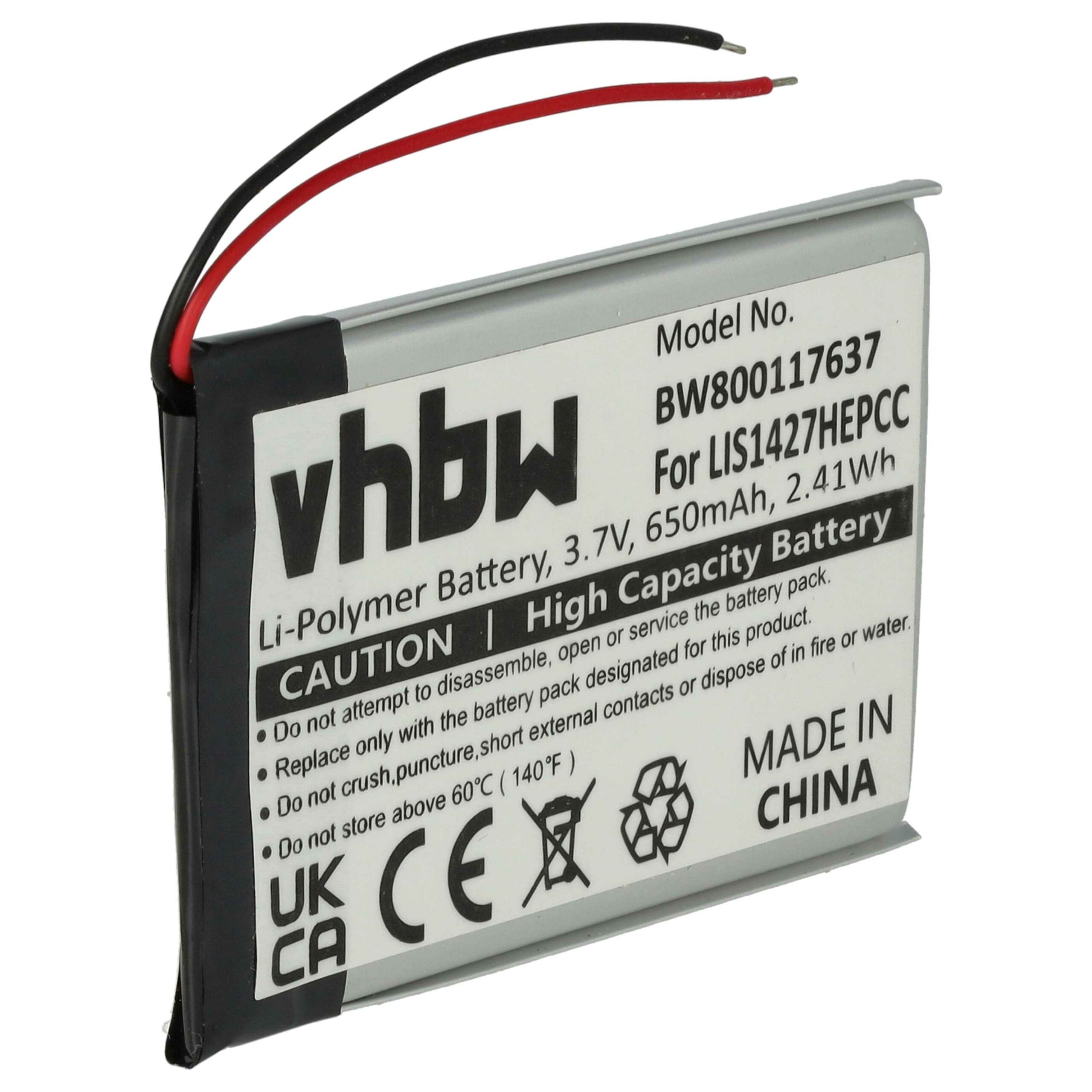 Bateria vhbw para auscultadores sem fios Plantronics / Sony 650 mAh 3.7 V Li-Polímero