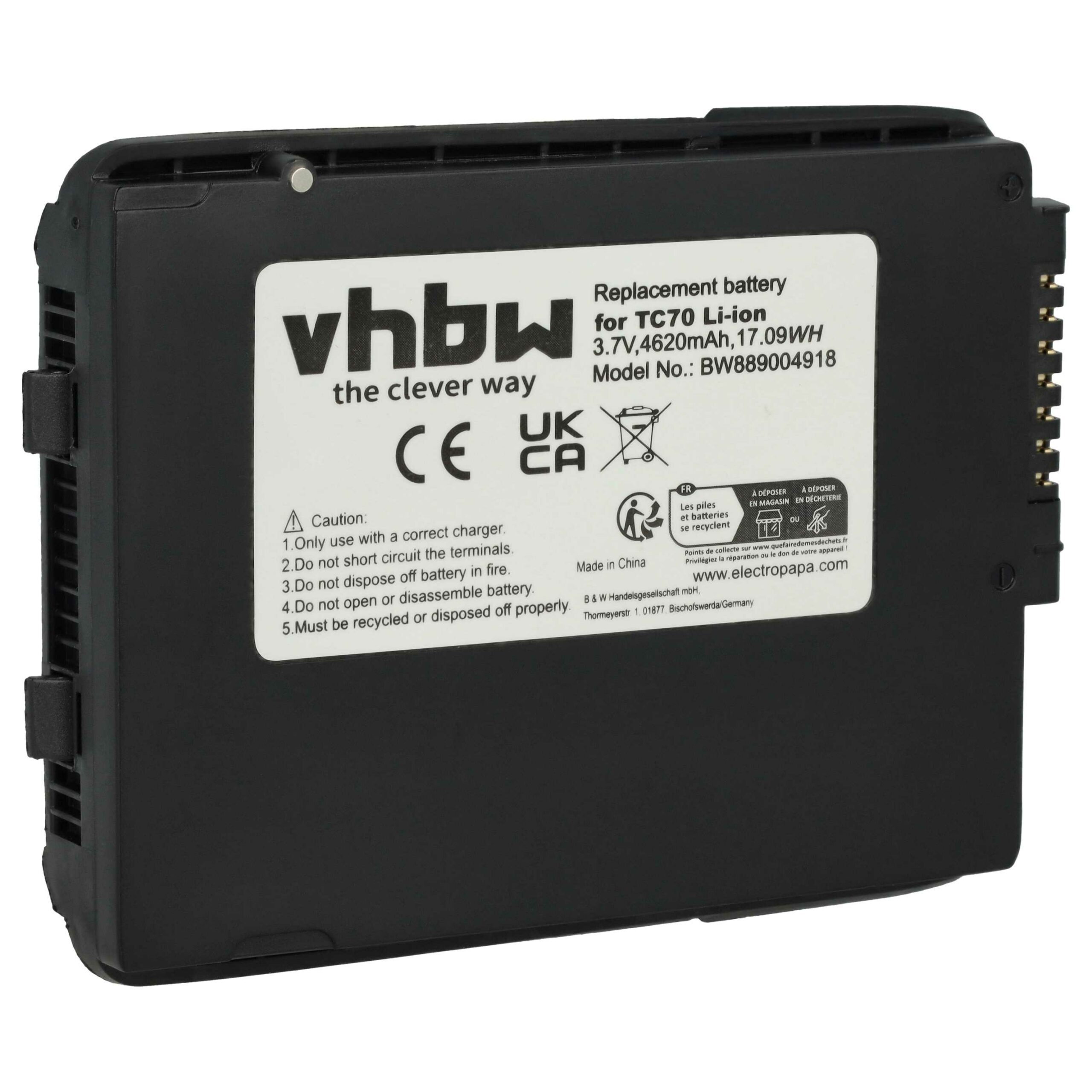 Bateria vhbw para Zebra Barcode Scanner POS - 4620 mAh 3.7 V (compatível 82-171249-02, 82-171249-01, BT-000318)