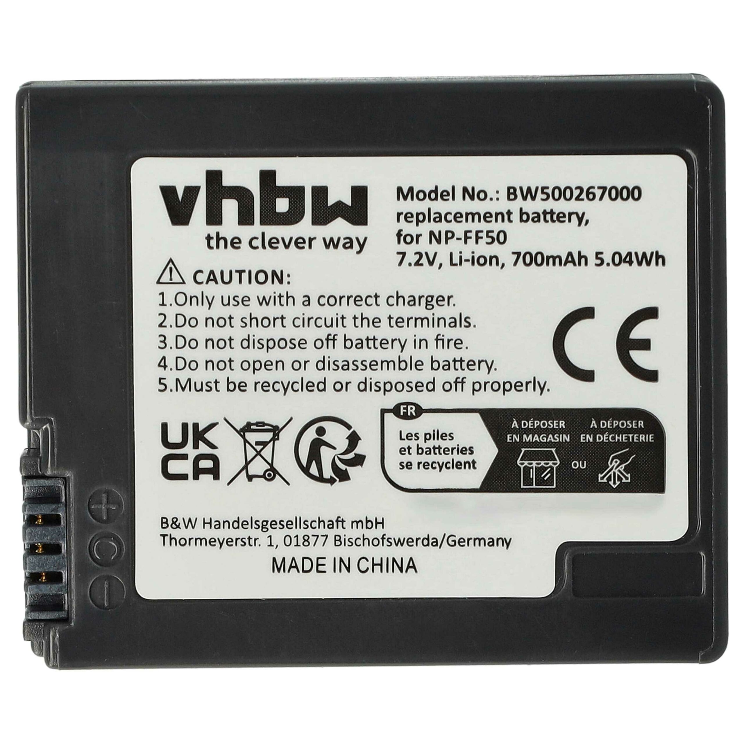 Bateria vhbw 3x para Câmaras de Vídeo Sony NP-FF51, NP-FF50 - 700 mAh 7.4V Li-Ion - Image 3