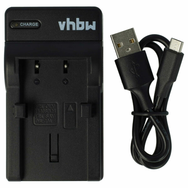 Carregador USB-C com Cabo para Bateria Olympus LI-10C - vhbw 0,5 A