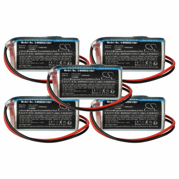 Pack 5x Bateria CR-2/3AZ para Verisure - 1350 mAh 3V vhbw