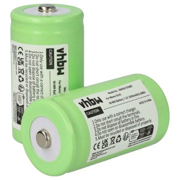 Bateria NiMH vhbw 2x D (R20) 3000 mAh 1.2V para Rádios CB