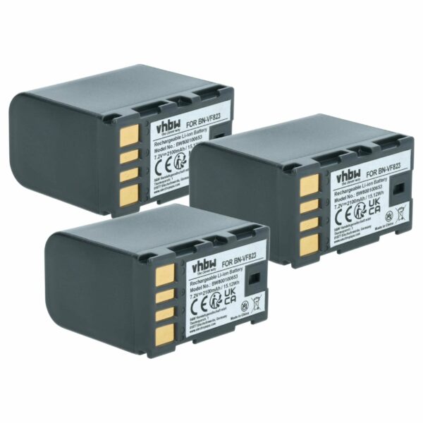 Bateria vhbw 3x para Câmara de Vídeo JVC - 2100 mAh, 7.2V, Li-Ion