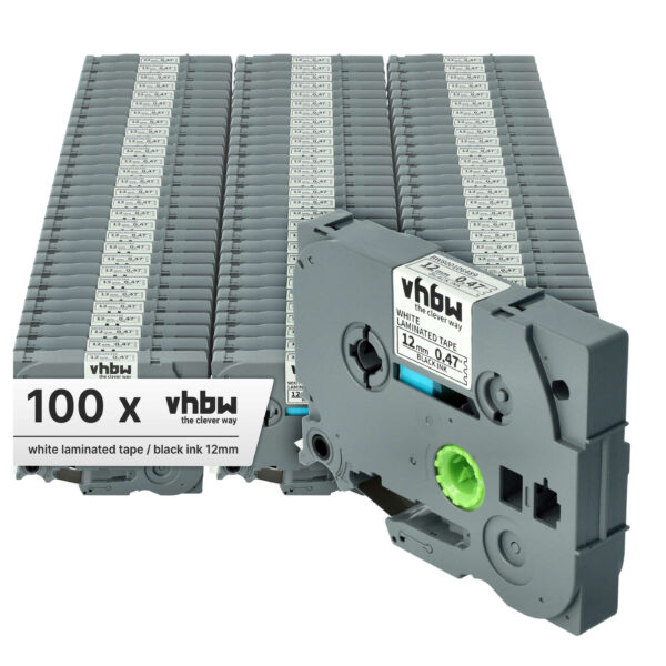 Fita de etiquetas 100x compatível com Brother TZE-231, TZ-231 - 12 mm preto sobre branco