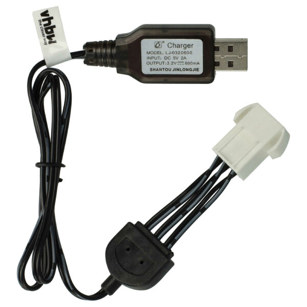 Cabo Carregador USB vhbw para Baterias RC 9.6V com Conector SM-6P - 50 cm
