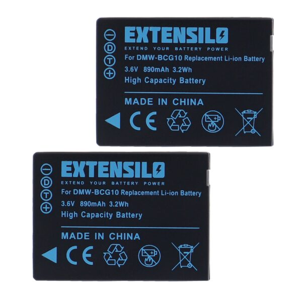 2x Bateria EXTENSILO compatível com Leica BP-DC7, BP-DC7E - 890mAh, 3.6V, Li-Ion