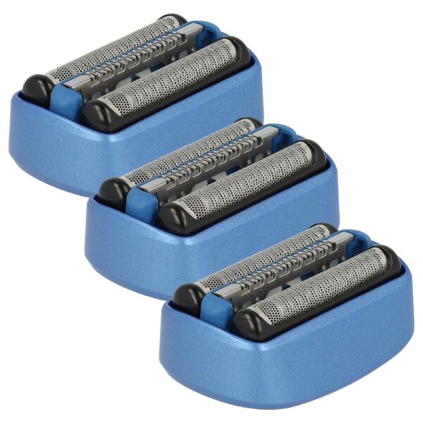 3x Cabeças de Corte de Substituição Braun 40B para Máquina de Barbear Elétrica, Preto/Azul