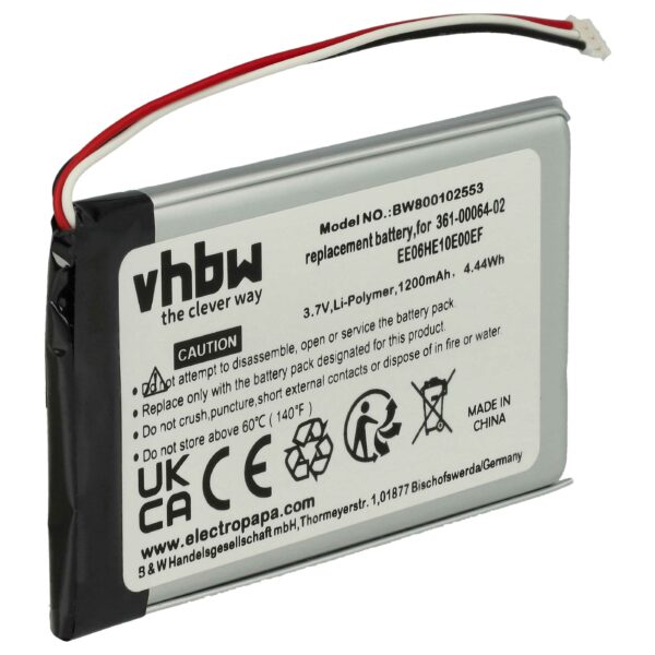 Bateria vhbw para GPS Garmin Nüvi 3700 3750 3790T - 1200mAh 3.7V