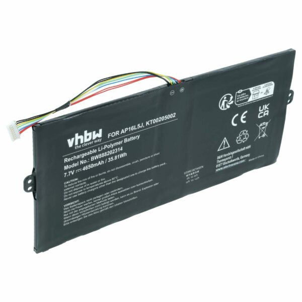 Bateria vhbw para Acer AP16L5J, KT00205002 - 4650 mAh 7.7 V Li-polímero
