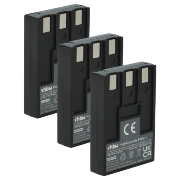 3x Bateria vhbw substitui Canon NB-3L - 650mAh, 3.6V