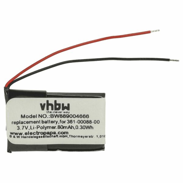 Bateria vhbw para Smartwatch Garmin 361-00088-00 - 80 mAh 3.7V Li-polymer