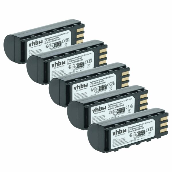 5 Baterias Substituição vhbw para Leuze 50120448 - Scanners Symbol - 2200 mAh 3.7V