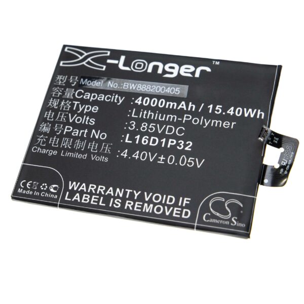 Bateria vhbw para telemóvel Lenovo L16D1P32 4000 mAh 3.85 V Li-polymer