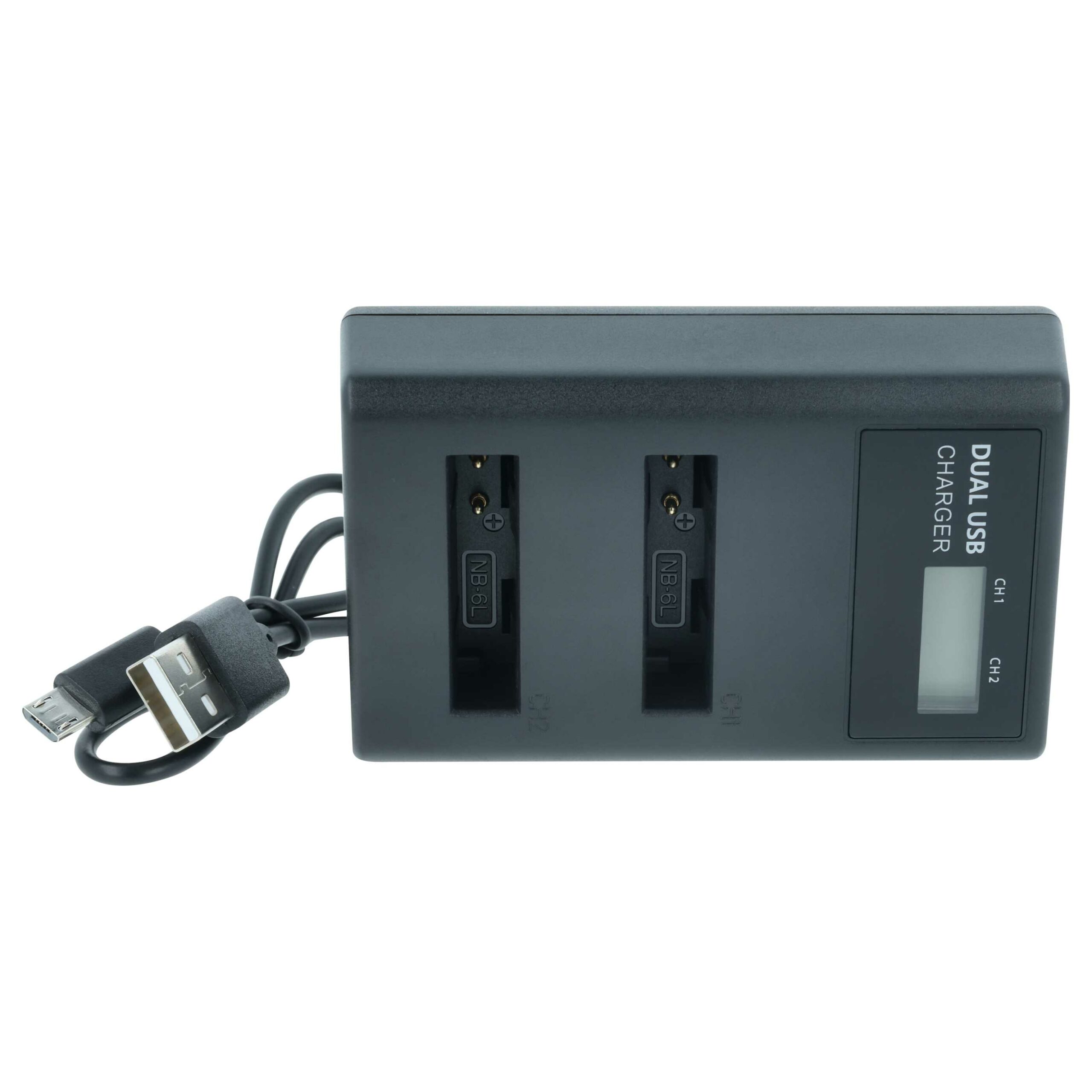 Carregador Duplo Micro-USB + USB-C para Baterias Canon IXUS com Cabo - Image 2