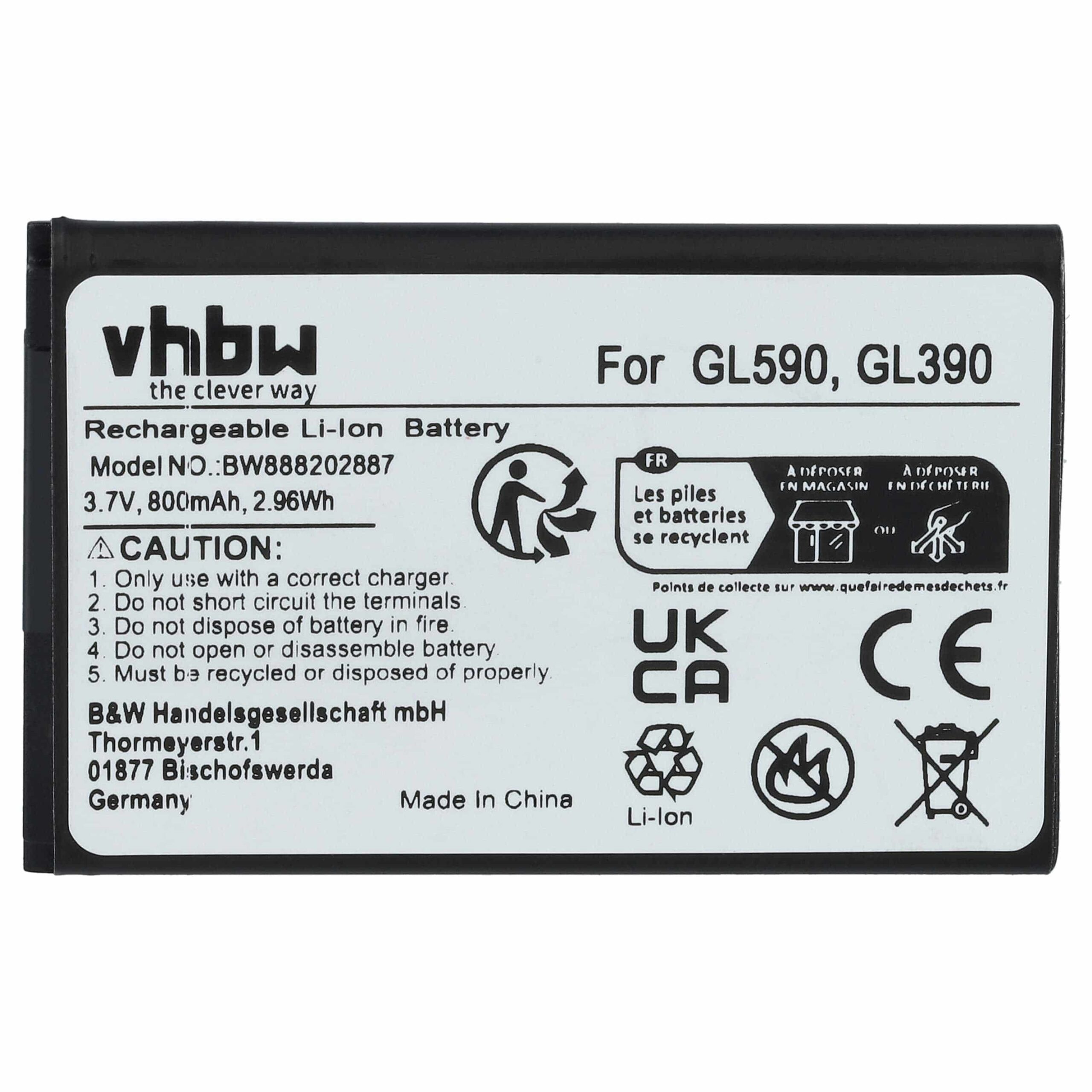 Bateria vhbw para Telemóvel de Idosos 800 mAh 3.7 V Li-Ion (Pack de 2) - Image 3