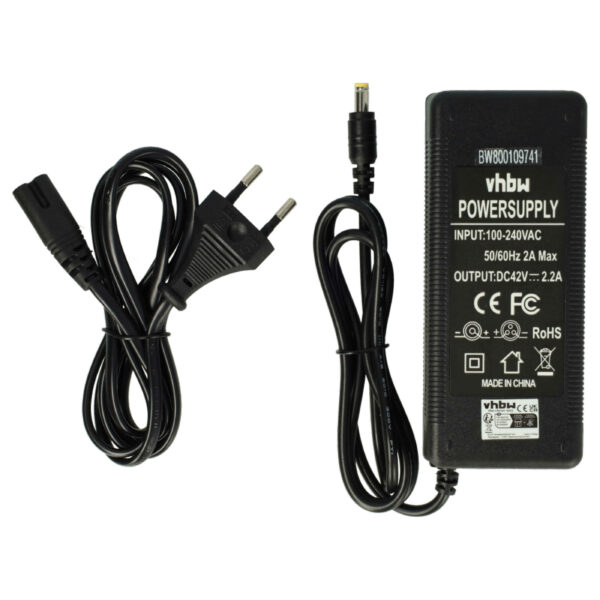 Carregador para Bateria de E-Bike - Ficha Redonda, 2.2 A vhbw
