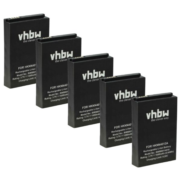 Bateria vhbw 5x para Rádio Motorola BT90, HKNN4013A, HKLN4440B, BT110, BT60, HKNN4013B - 1800 mAh 3.7 V Li-Ion