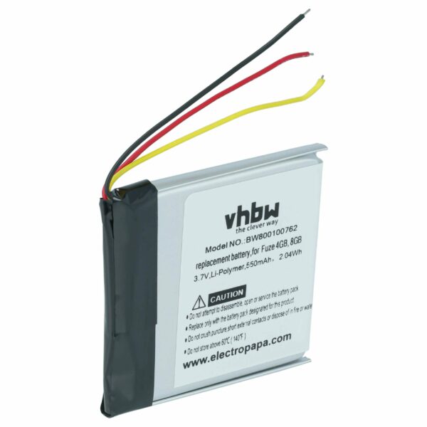 Bateria para SanDisk MP3 Player - 550 mAh 3.7 V Li-polímero vhbw